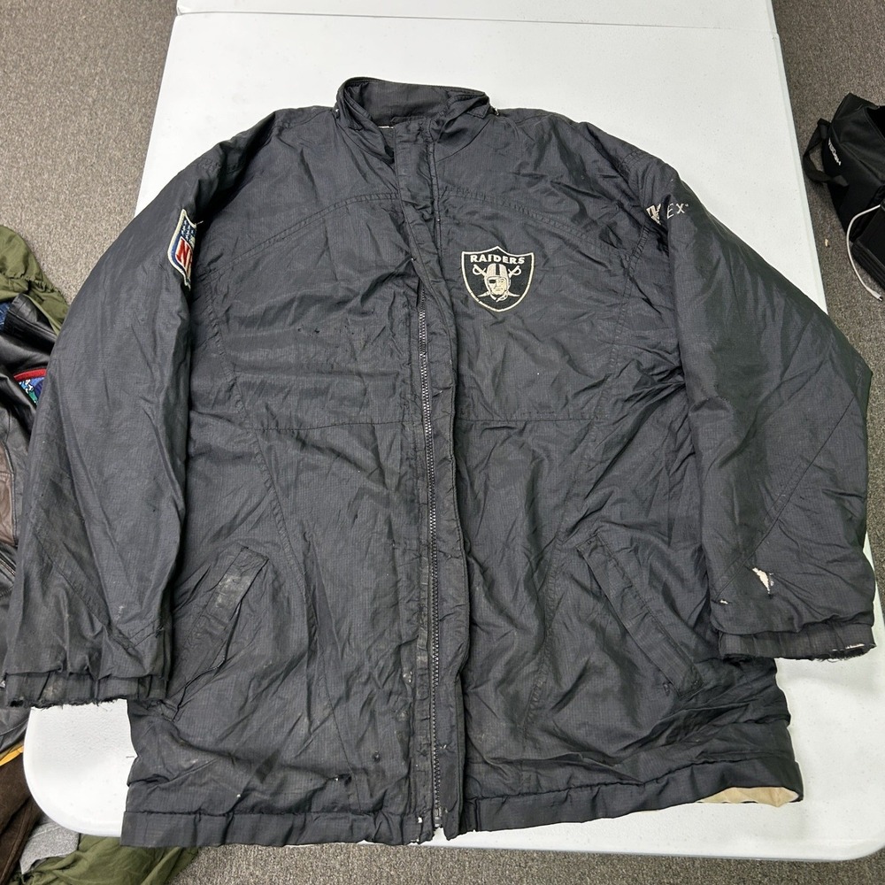 Apex One Jacket Mens L Black NFL Raiders Gore-Tex Vintage Distressed Heavyweight